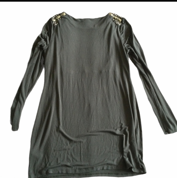 Vince Camuto embellished rayon olive green long sleeve tunic / mini dress - Picture 2 of 4